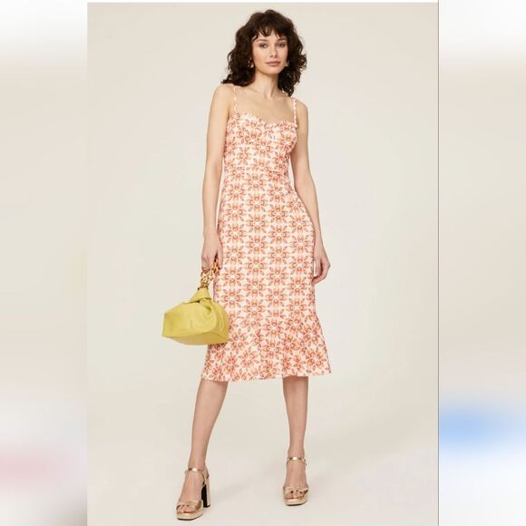 Slate & Willow Floral Ruffle Slip Dress Size M Orange - Picture 1 of 7